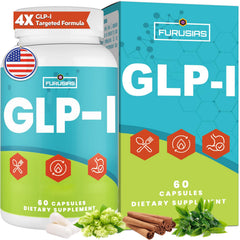Furusias GLP-l bottle front showing vegan capsules for gut balance