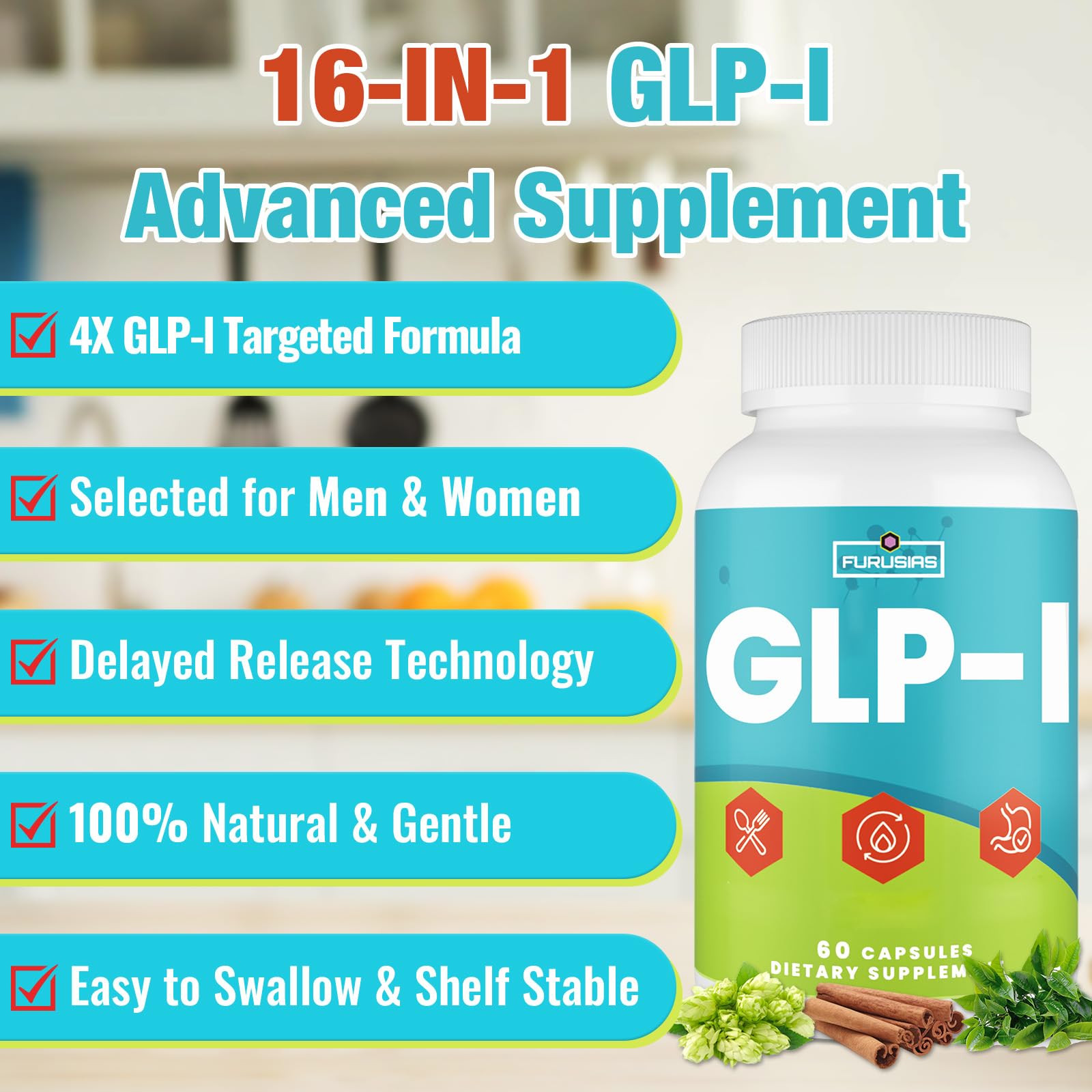 Furusias GLP-l digestive process illustration with bromelain and ginger accents