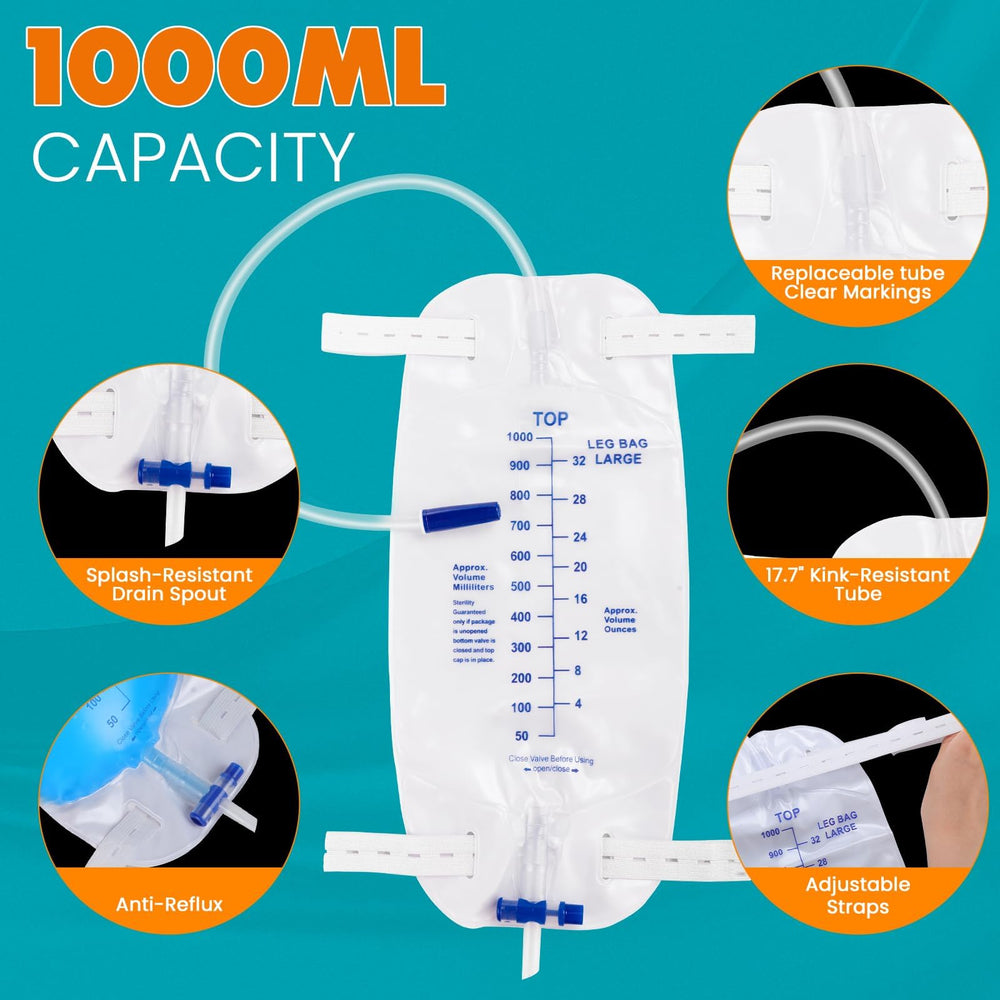 FURWEY 1000 ml leg bag with high-capacity design for extended use.