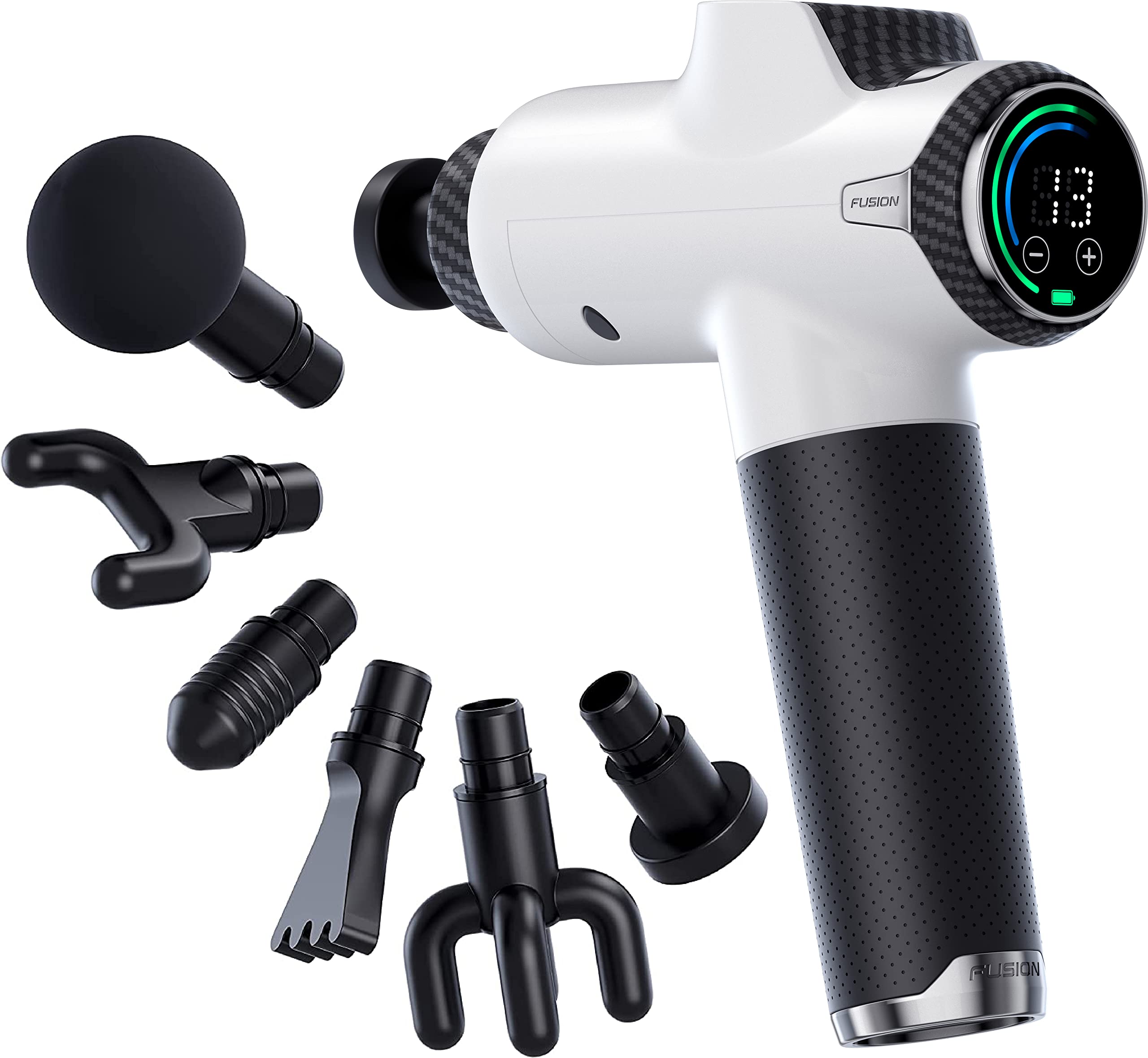 Fusion Black Pro deep-tissue massage gun for powerful muscle relief