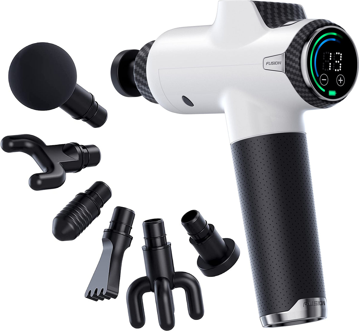Fusion Black Pro deep-tissue massage gun for powerful muscle relief