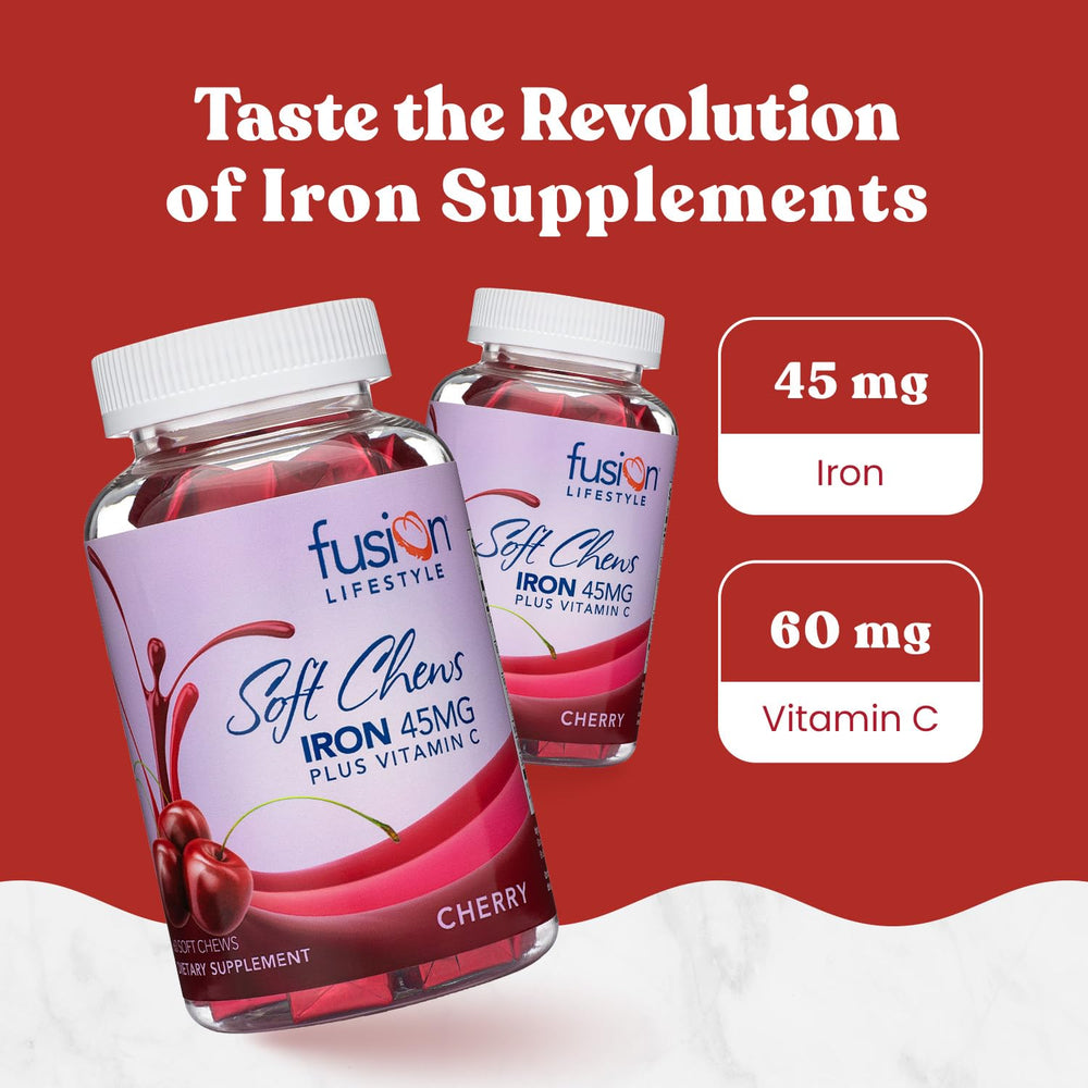Fusion Lifestyle iron cherry flavor pack designed for on-the-go.