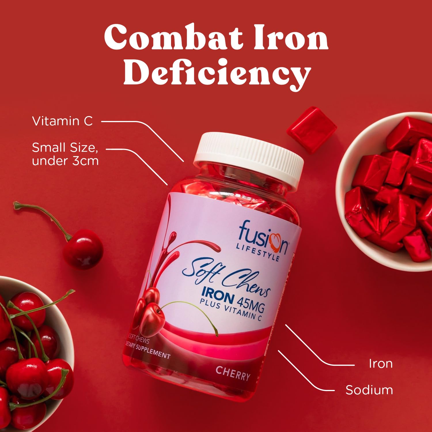 Iron vitamin C soft chew by Fusion Lifestyle supports absorption.