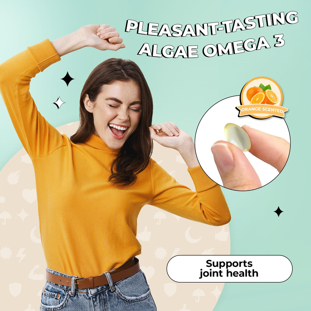 Future Kind Vegan Omega 3 capsules with citrus-tab for easy daily intake.