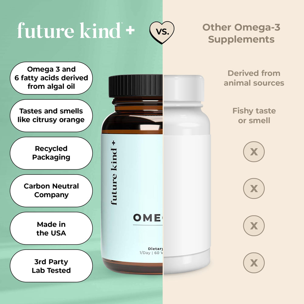 Future Kind Vegan Omega 3 2-month supply visual for family use.