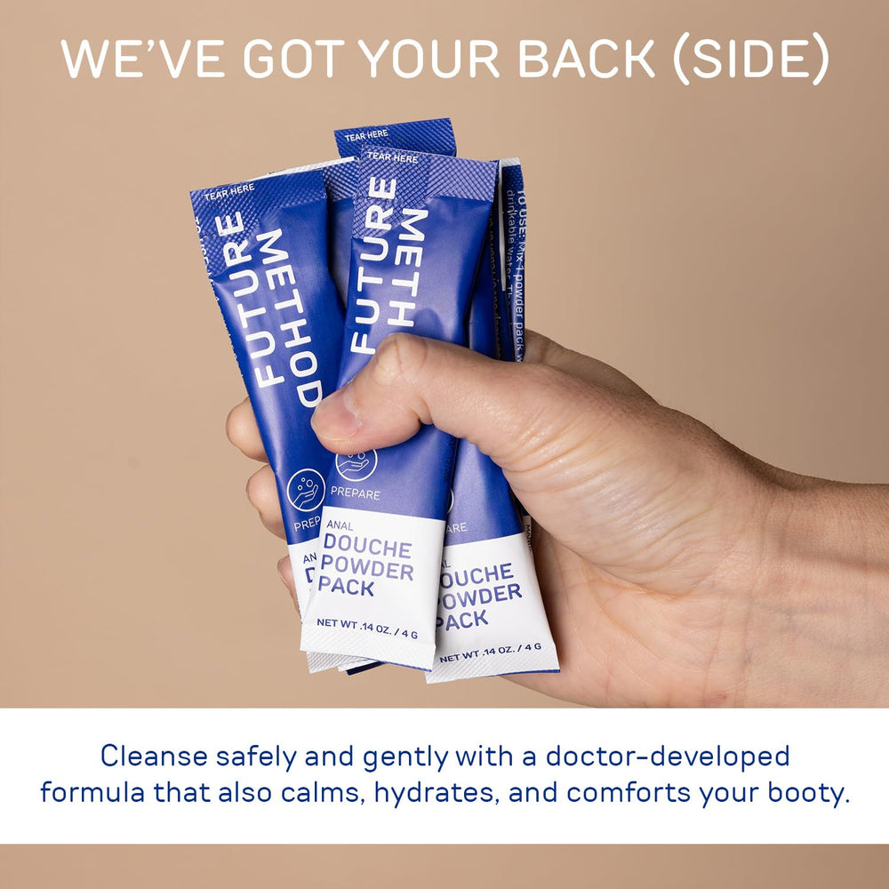 Future Method cleanser shown compatible with standard enema bulbs for easy integration.