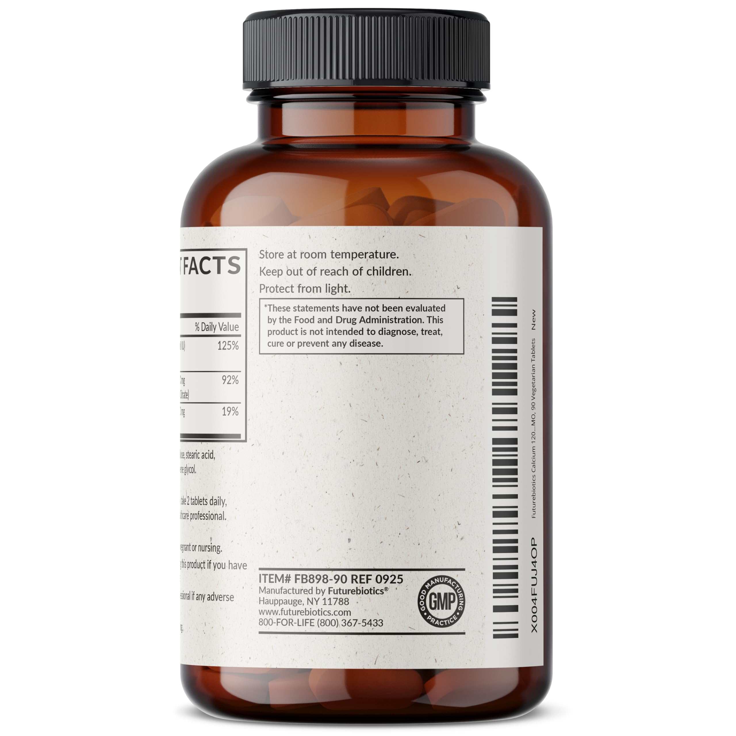Futurebiotics Calcium dosage chart image explaining serving details
