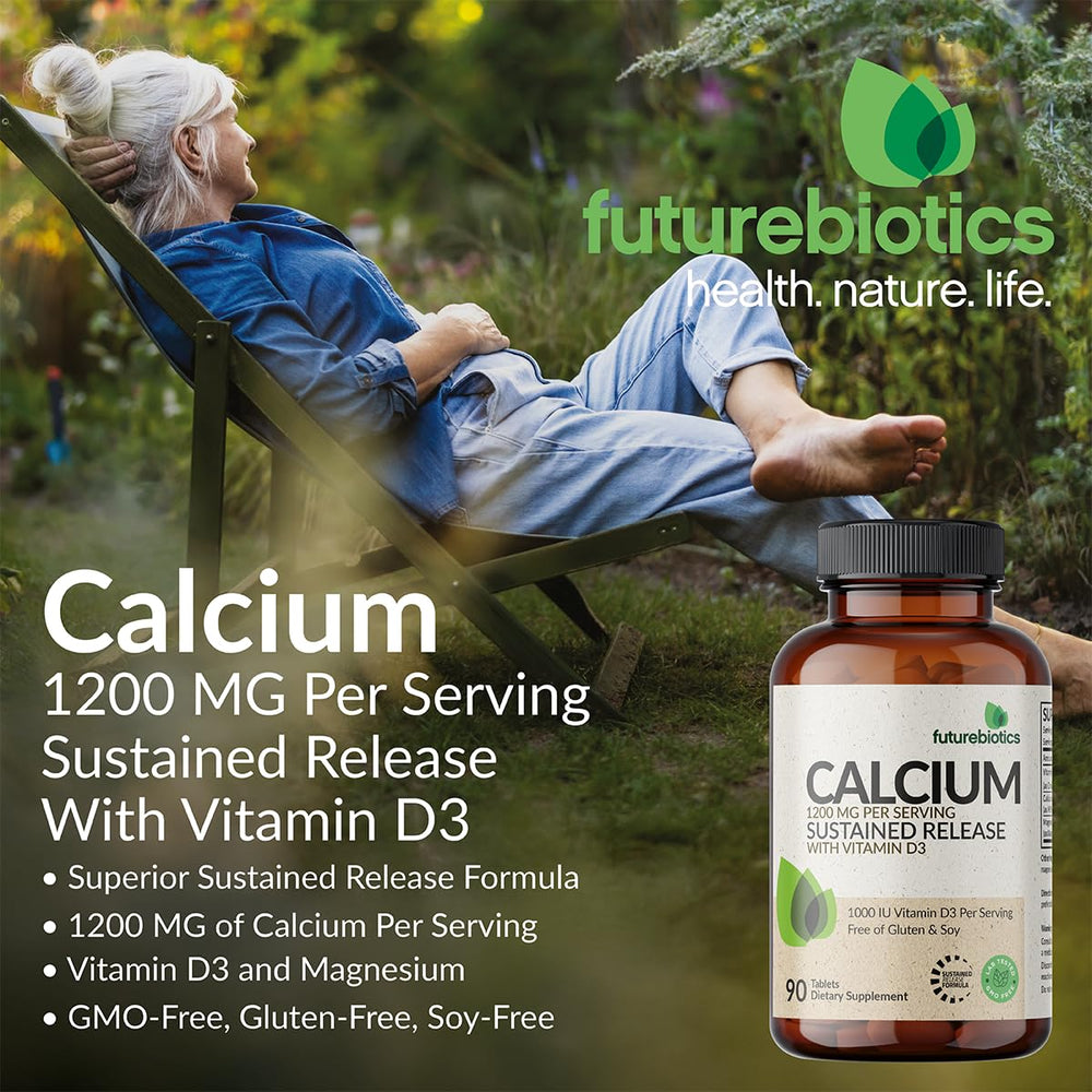 Futurebiotics Calcium tablets closeup for easy daily intake
