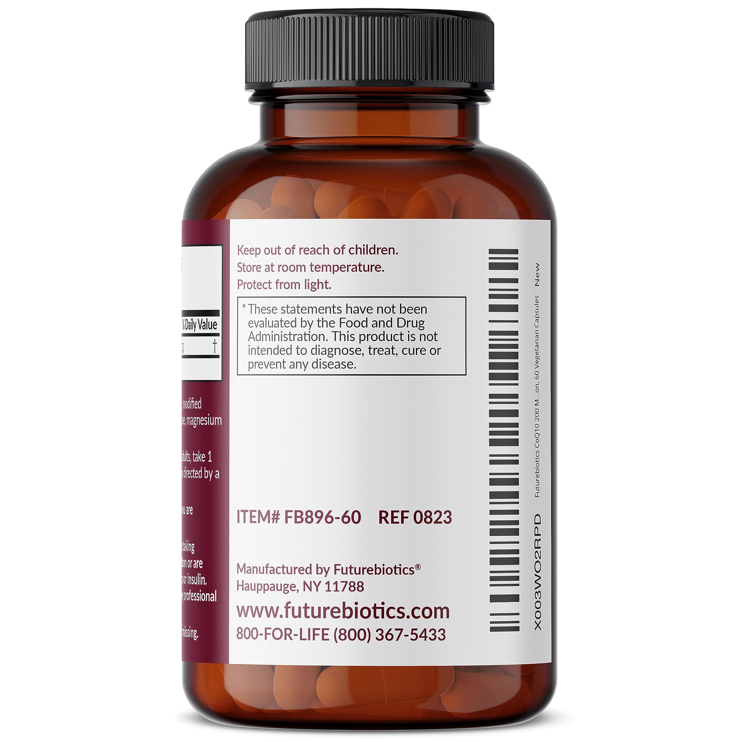 Futurebiotics CoQ10 vegan formula visual highlights animal-free capsules for vegan lifestyles.