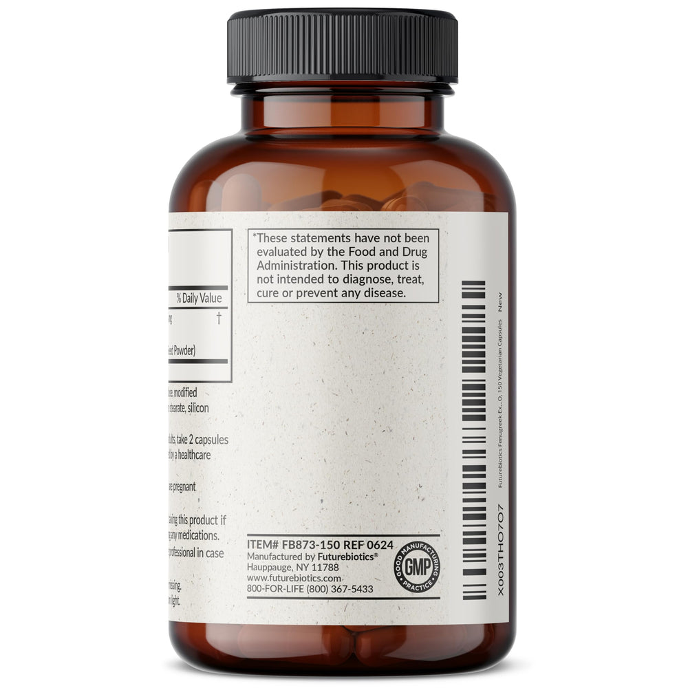 FutureBiotics Fenugreek container with capsules ready for everyday use.
