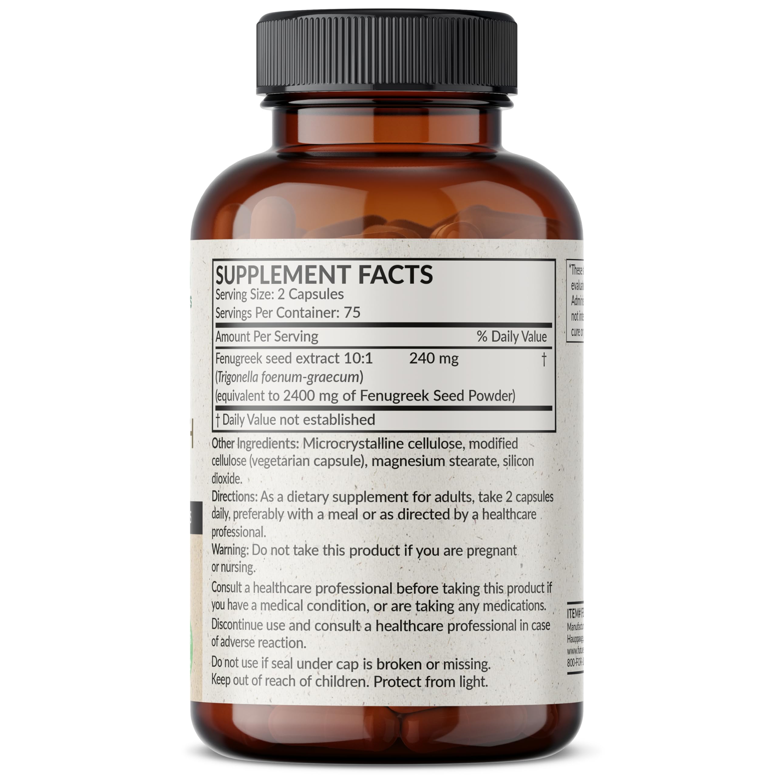FutureBiotics Fenugreek seeds close-up highlighting natural harvest source for supplements.
