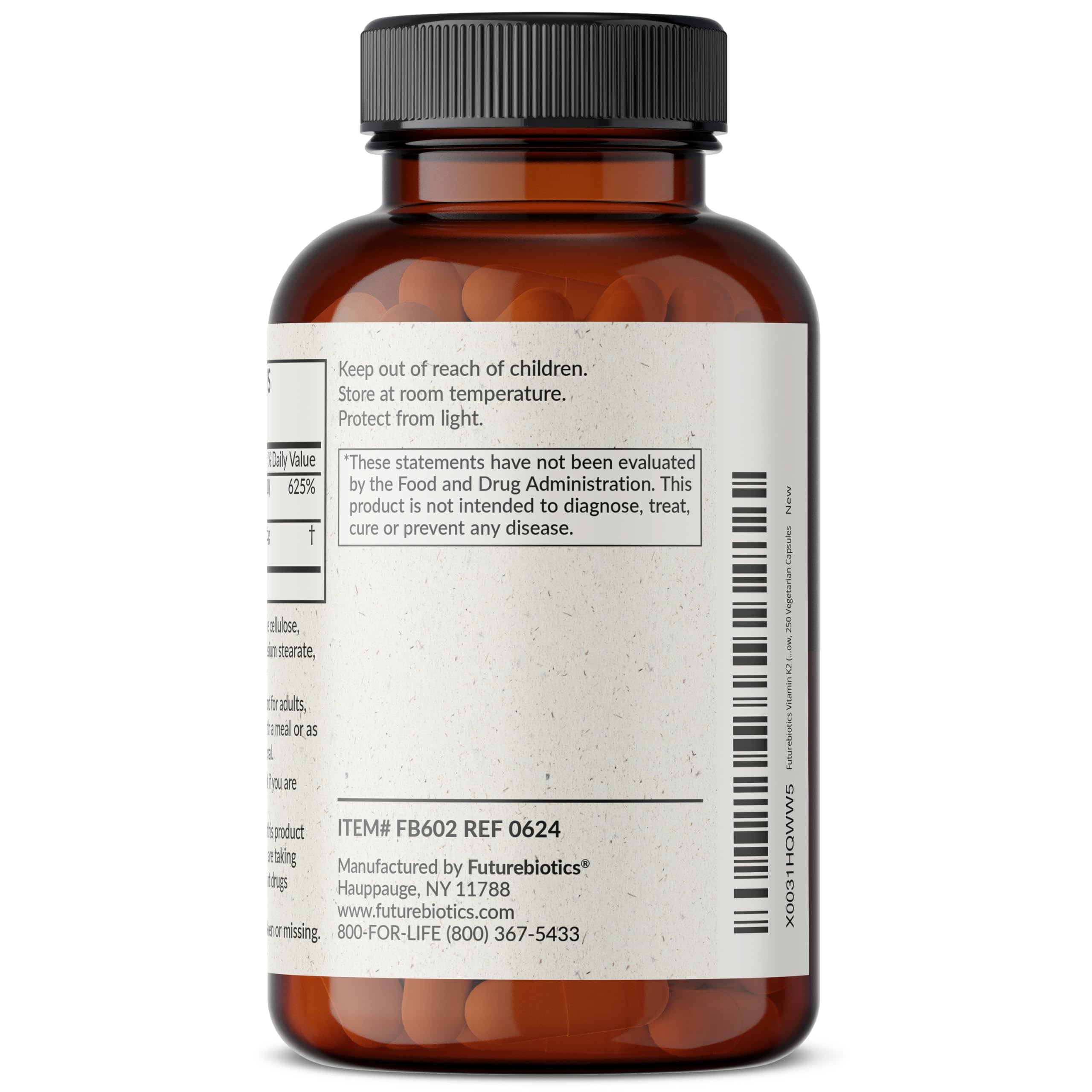Quality ingredients list featured in Futurebiotics supplement packaging.