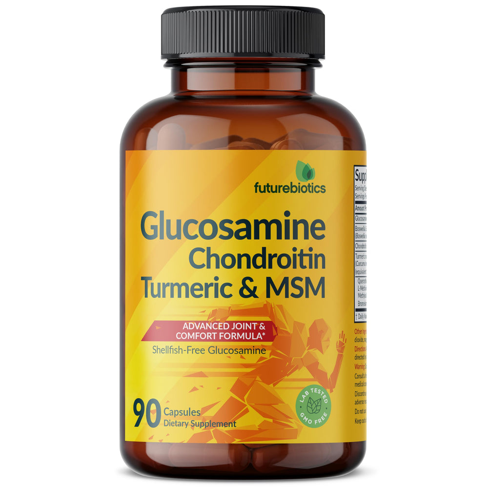 Futurebiotics ingredientes clave curcuma y MSM visibles en la etiqueta.