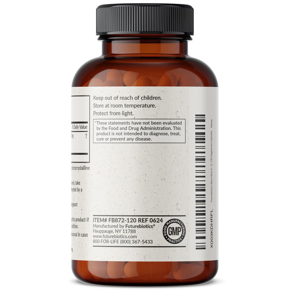 Futurebiotics Maca Root Extra Strength product insert documenting usage tips.