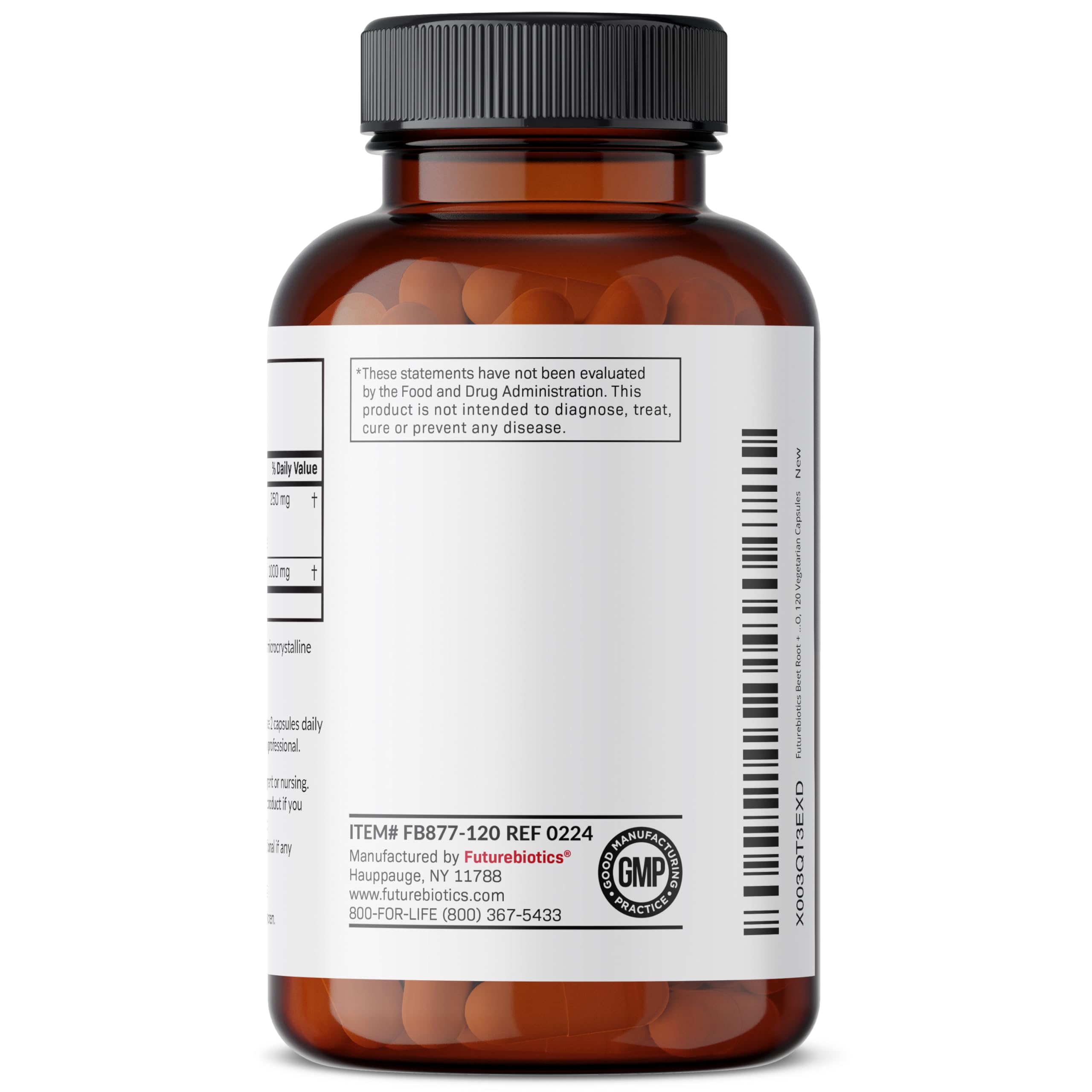 Futurebiotics non-GMO gluten-free icon reinforces a clean-label choice.
