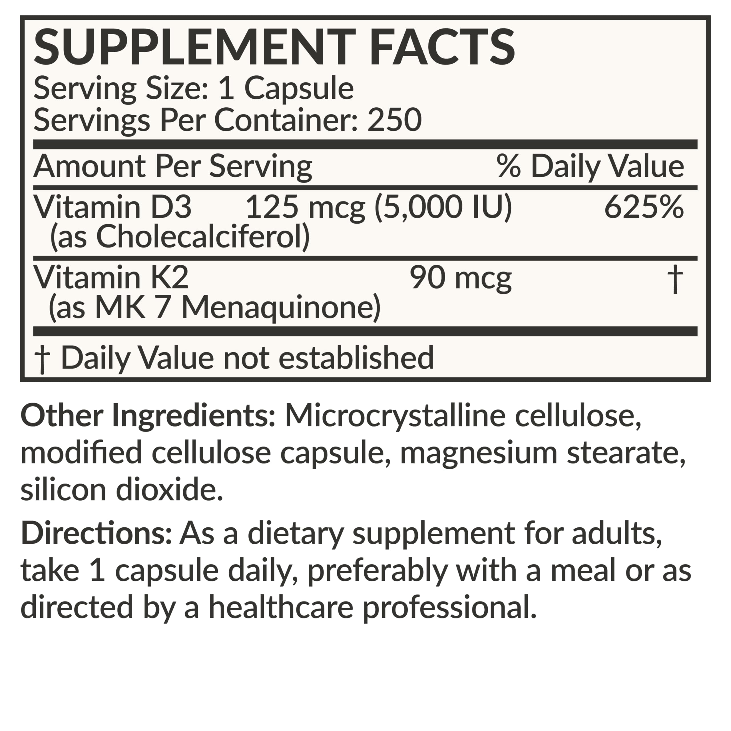 Retail display of Futurebiotics vitamin K2 D3 packaging.