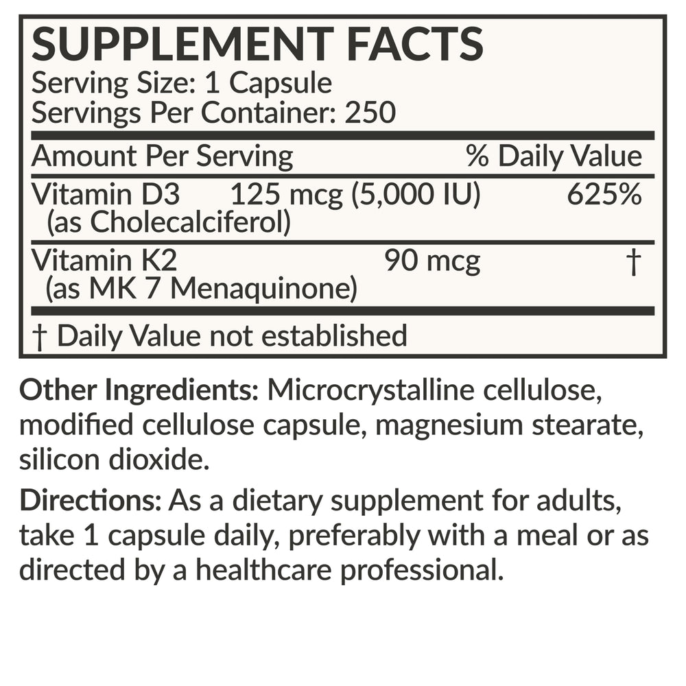 Retail display of Futurebiotics vitamin K2 D3 packaging.