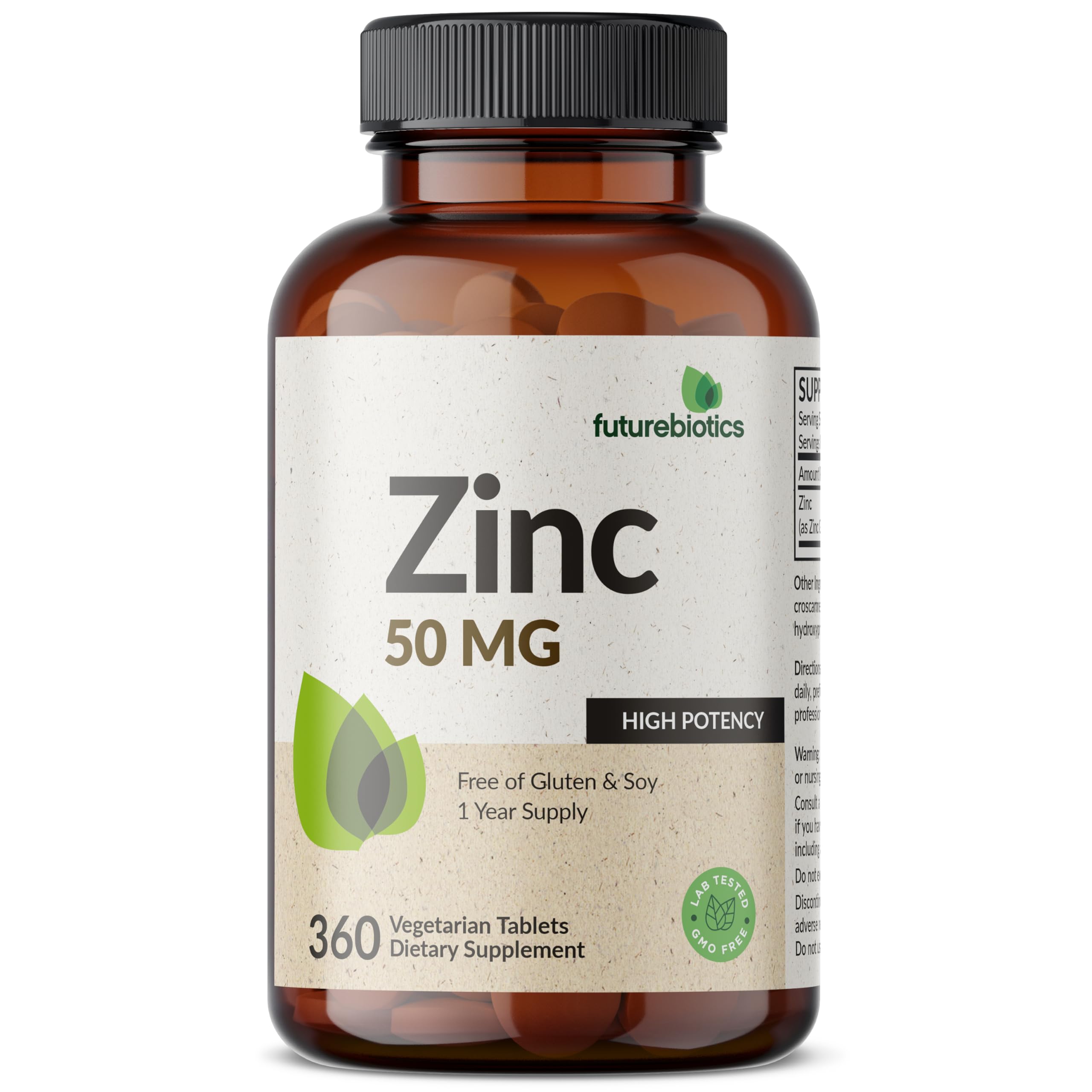 Futurebiotics Zinc vegan-friendly packaging for plant-based lifestyles.