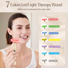 Fxtiaa face massager held in hand during a simple facial care routine.