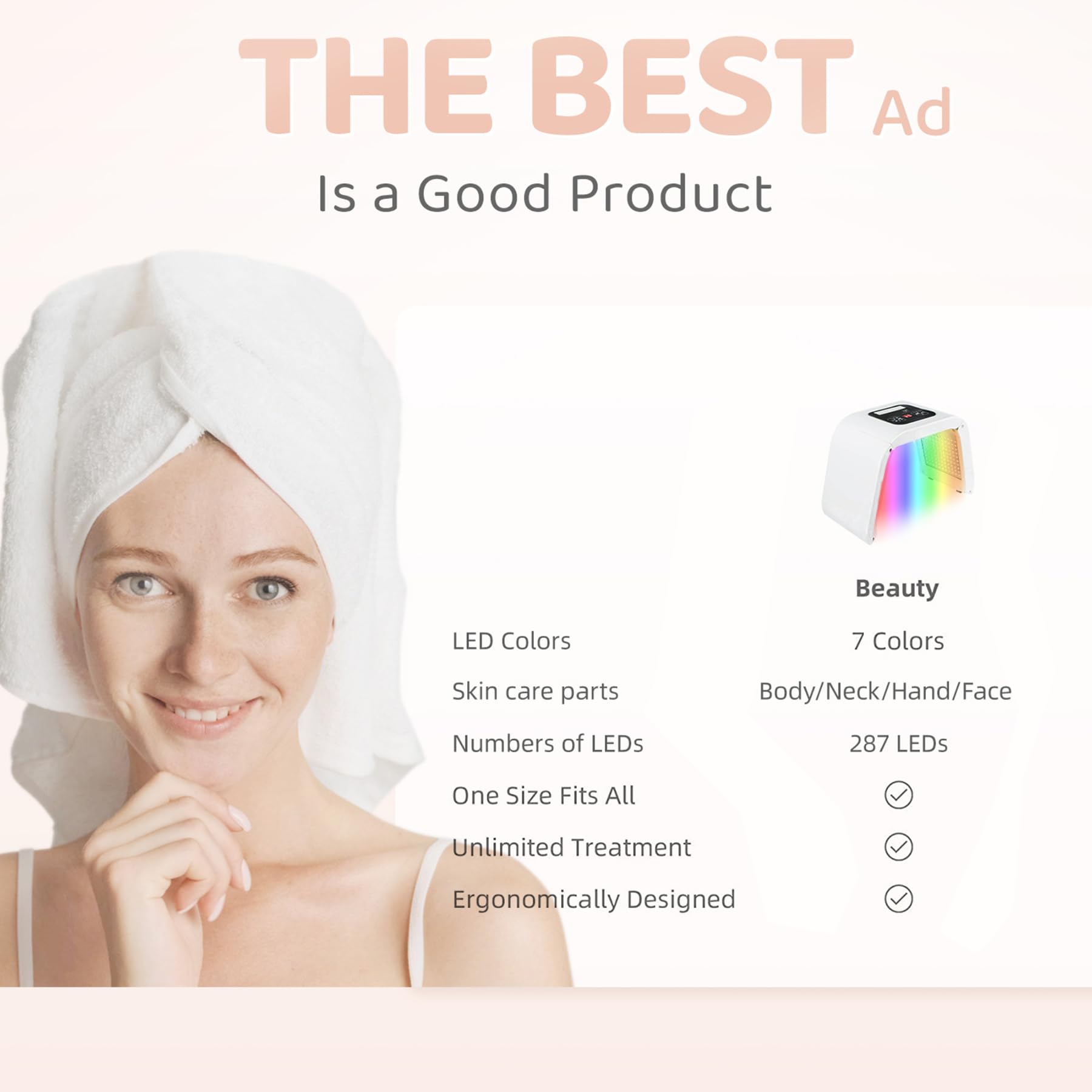 FXXXCUWUU color LED mask delivering targeted treatment options.