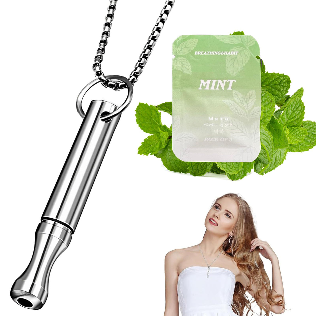 Fzdm Adjustable Breathing Necklace close-up highlights focus and mindful breathing.