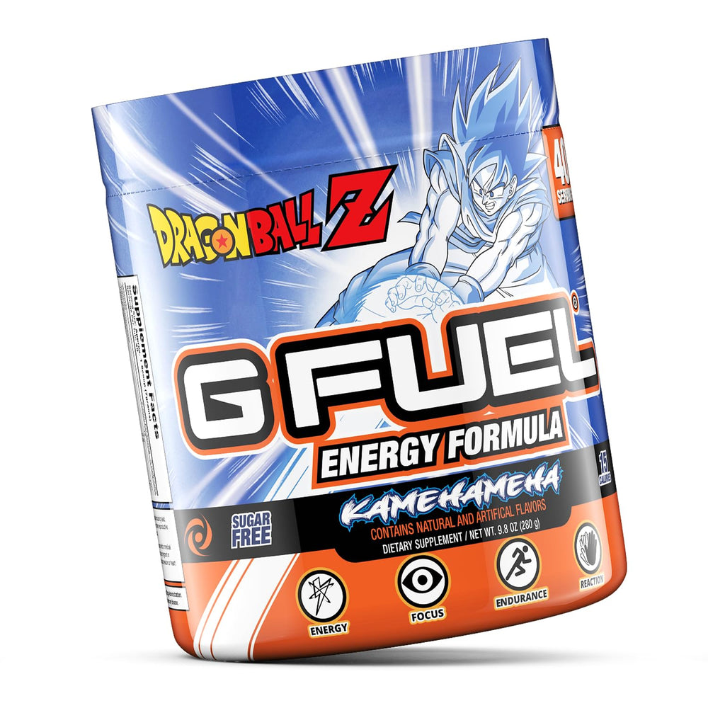 G Fuel Dragon Ball Z at a gaming desk ready to energize.