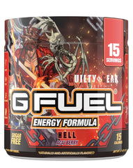 G Fuel Guilty Gear Hell Acai Berry energy powder boosts focus and endurance for gaming and workouts.