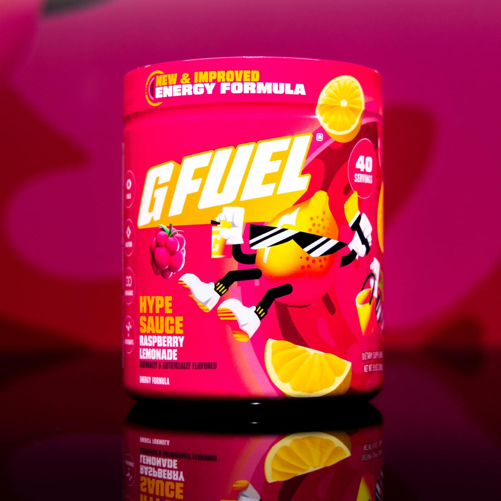 G Fuel Hype Sauce 2.0 closeup highlights raspberry notes and color