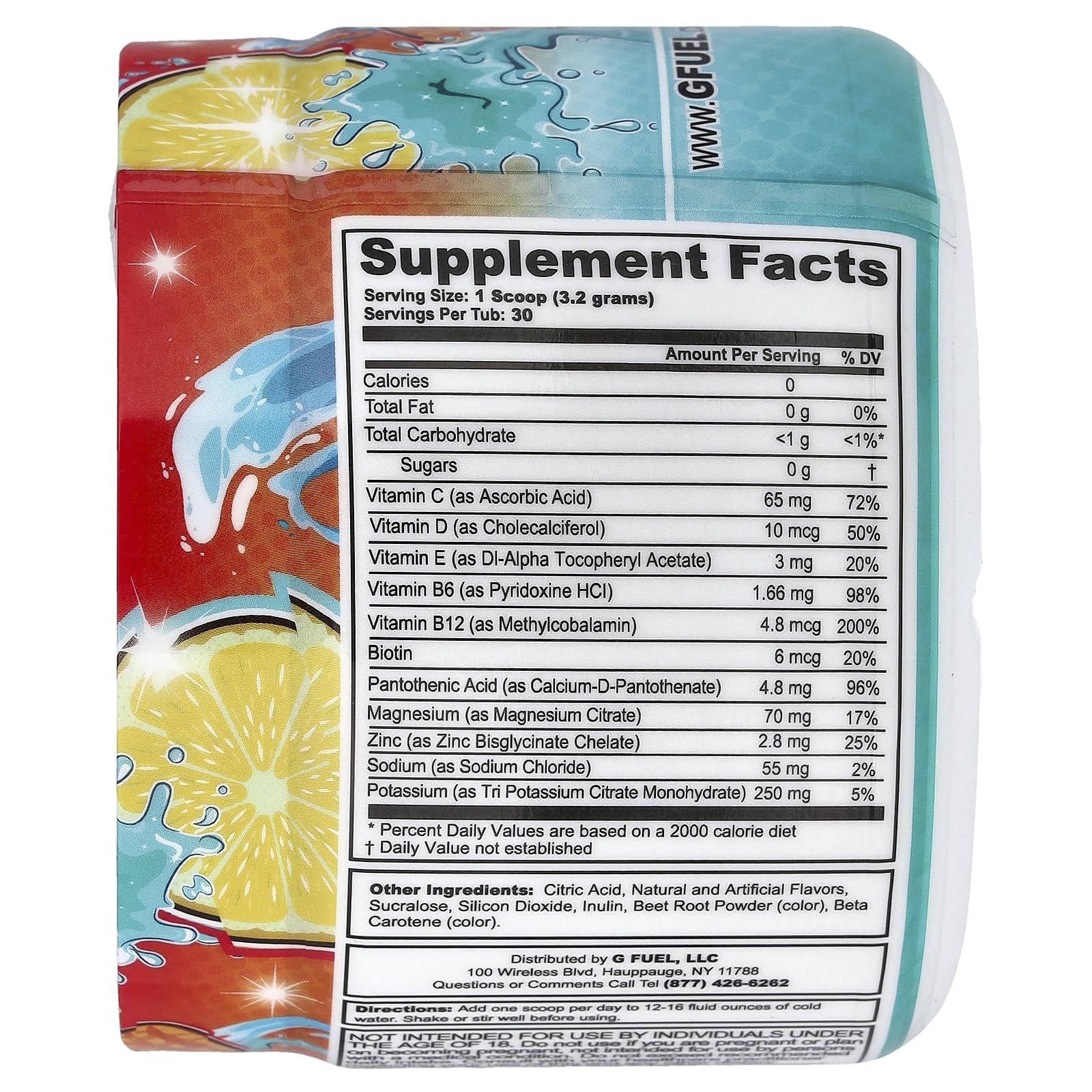 G Fuel Mango Lemonade Supreme Hydration scoop, electrolyte blend for daily hydration