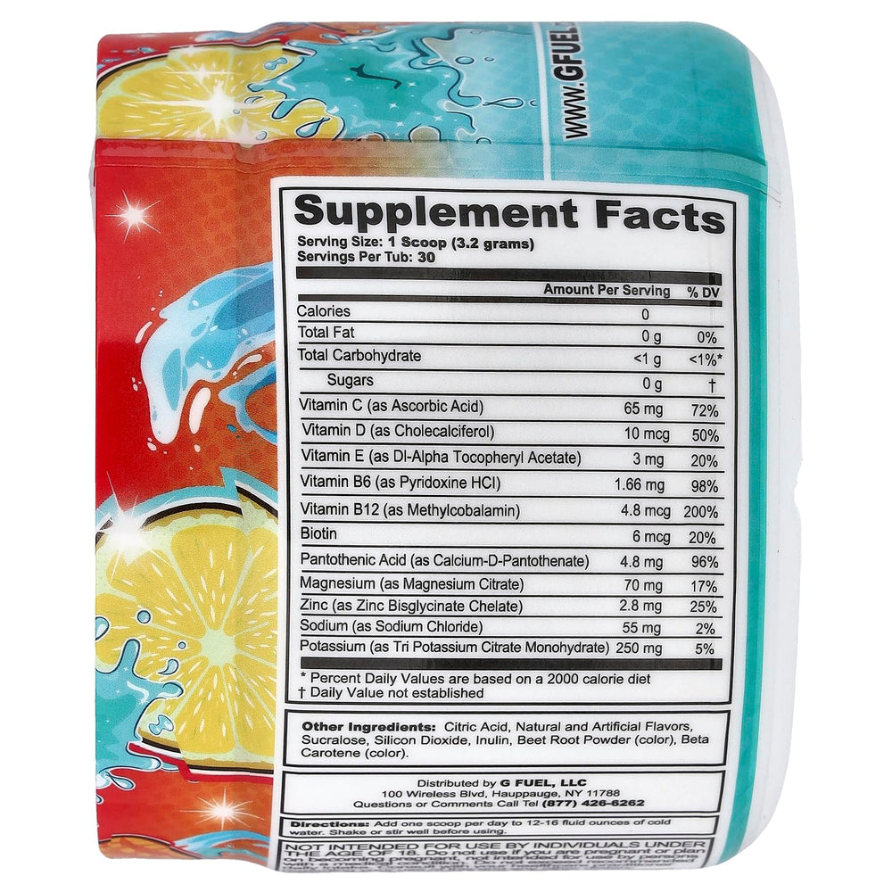 G Fuel Mango Lemonade Supreme Hydration scoop, electrolyte blend for daily hydration