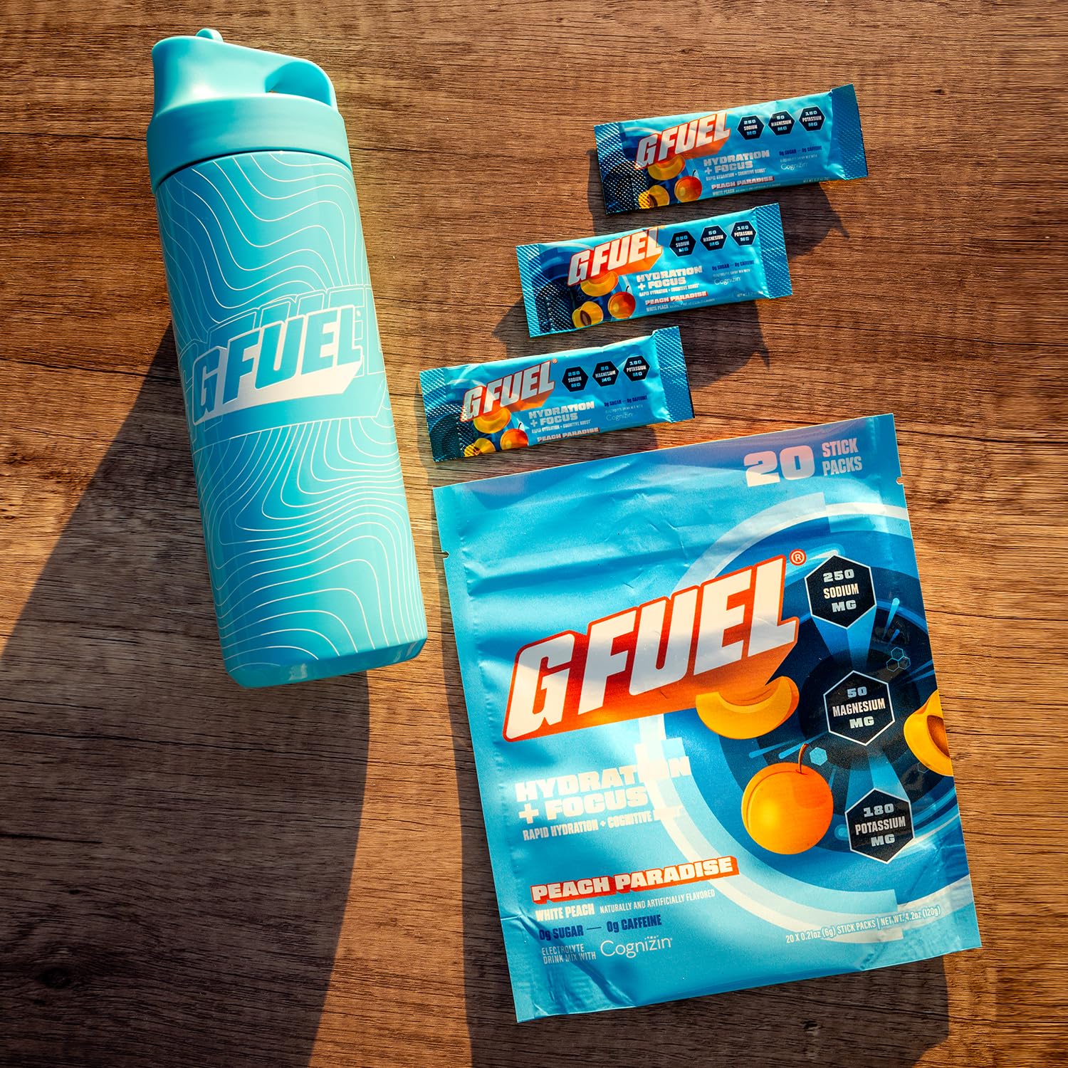 G Fuel Ready hydration glass demonstrates prepared drink