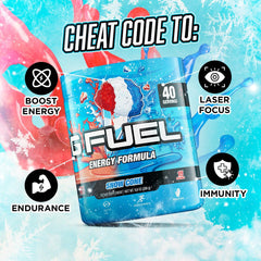 G Fuel Snow Cone serving glass with ice evokes refreshing energy