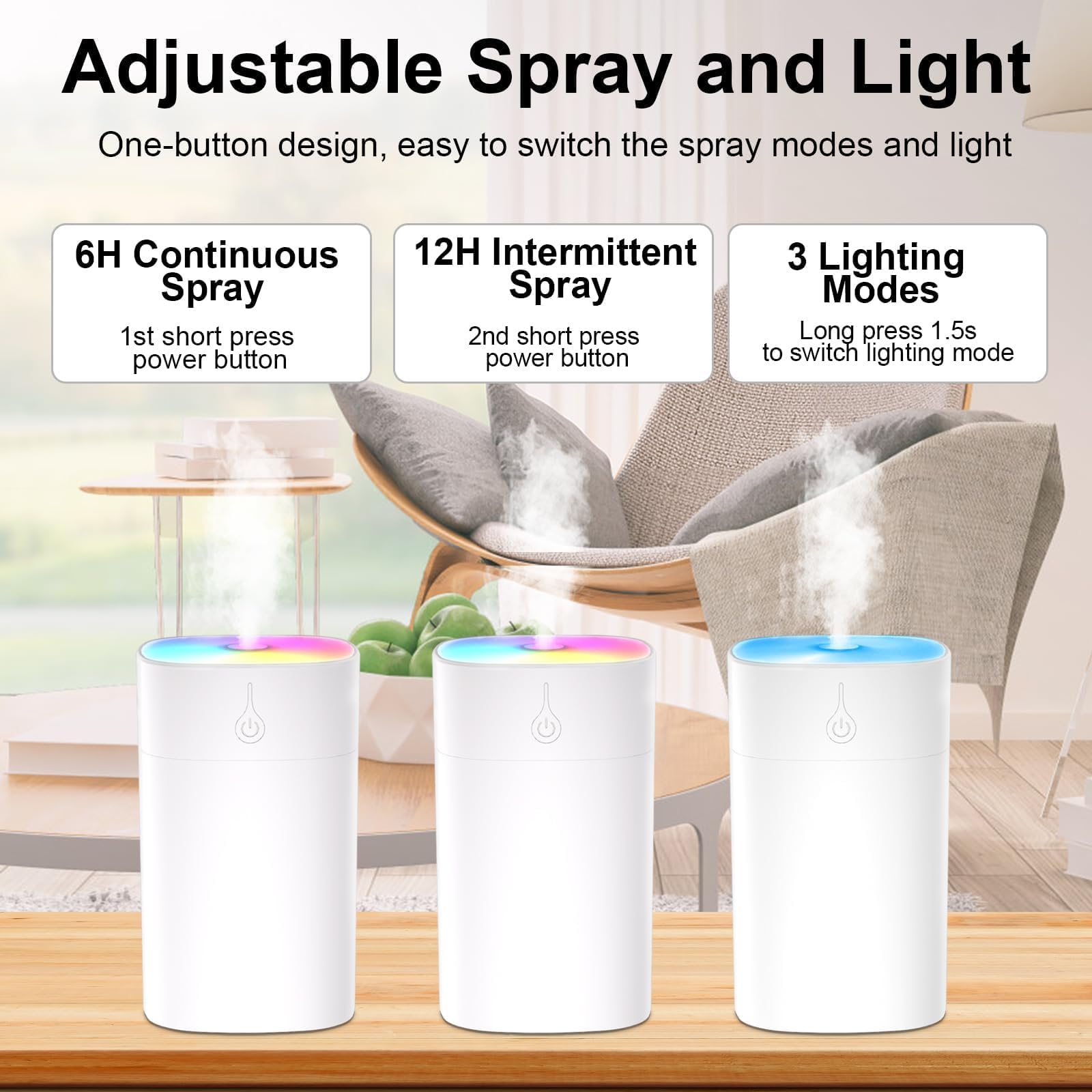 G-RECREATER diffuser provides 40ml/h mist for comfortable humidity.