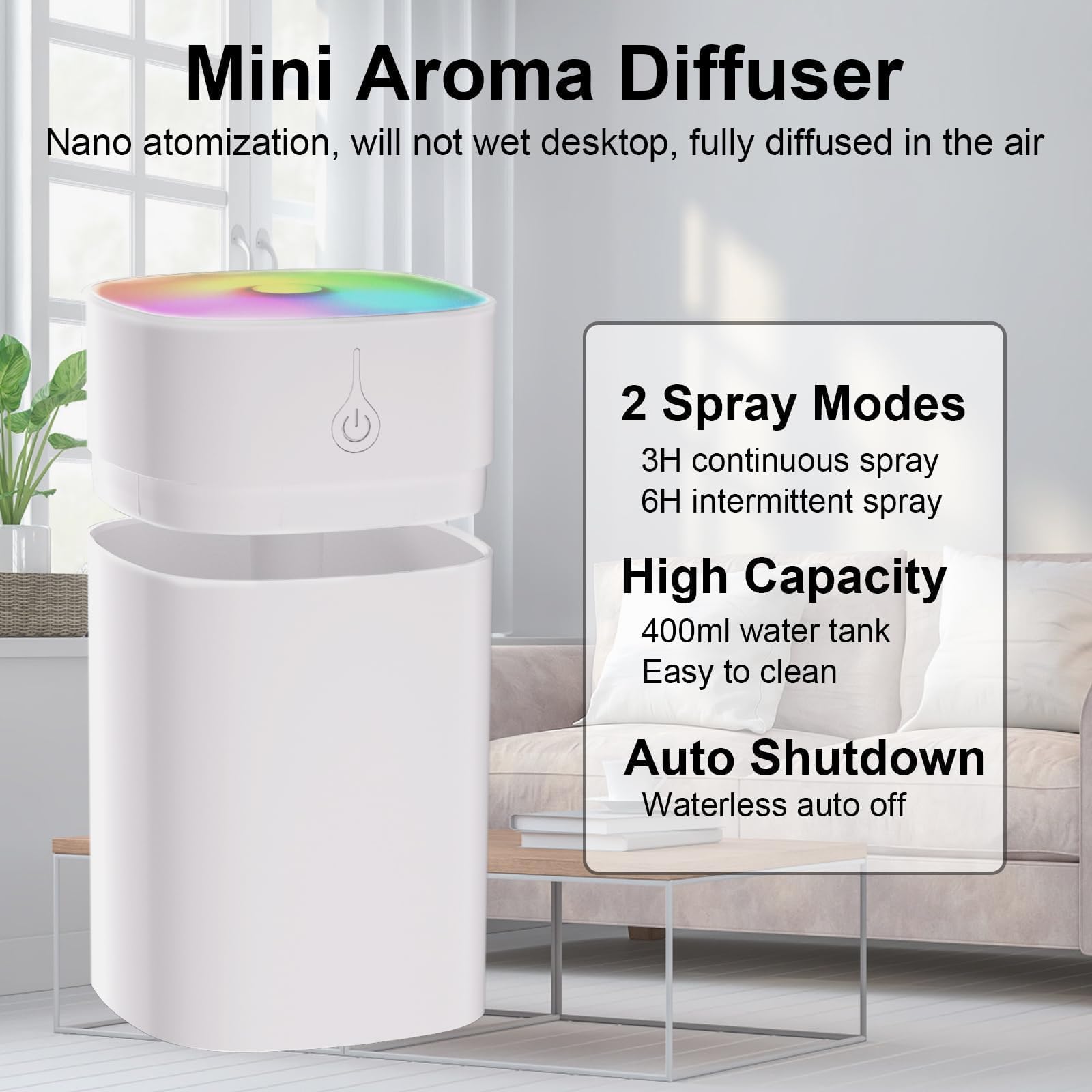 G-RECREATER small diffuser offers two spray modes for flexible use.