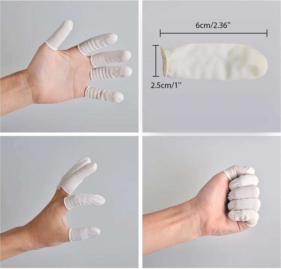 G2PLUS finger cots with rolled-edge design close-up, easy to slip on