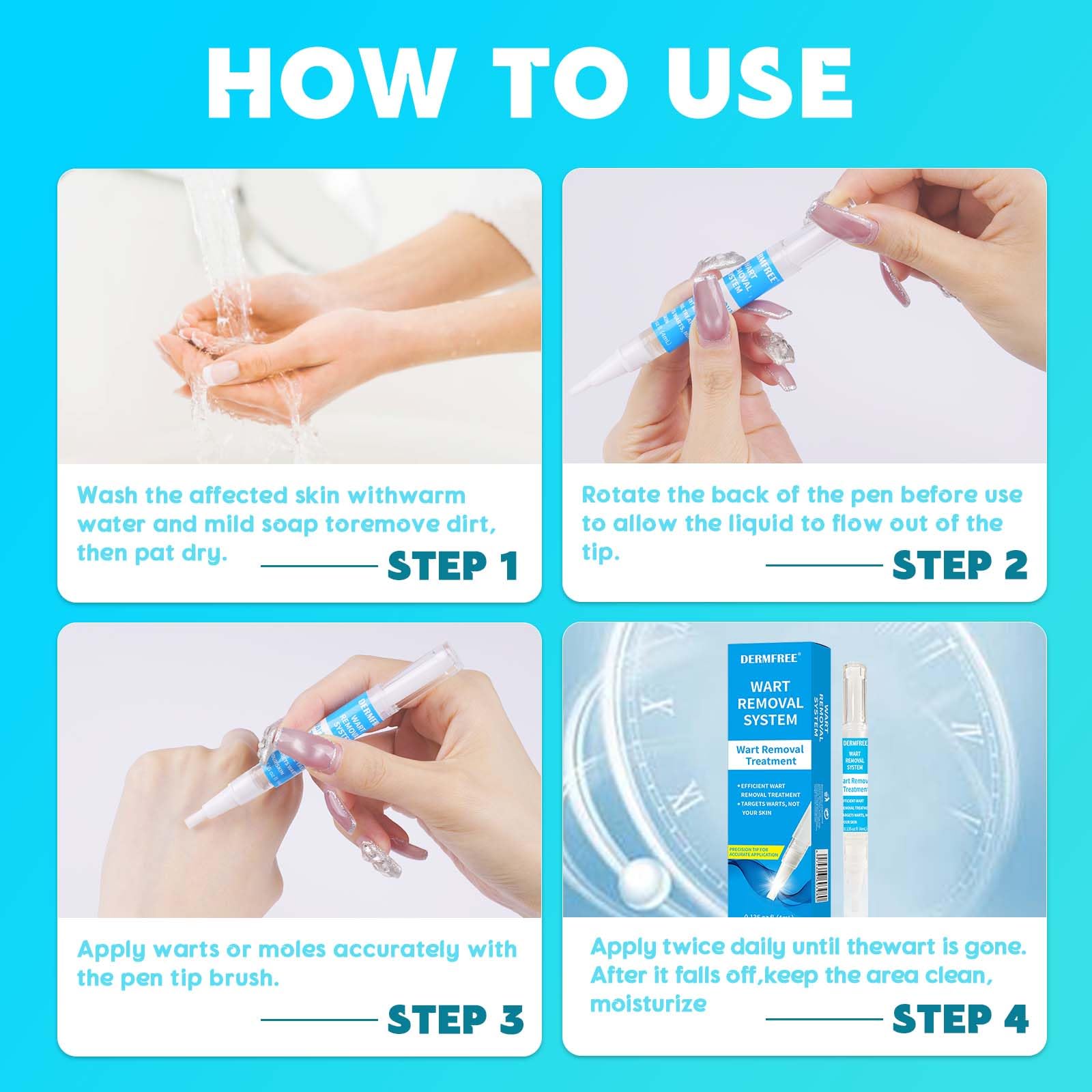 Gaayou Wart Removal Pen on face for safe skin use.