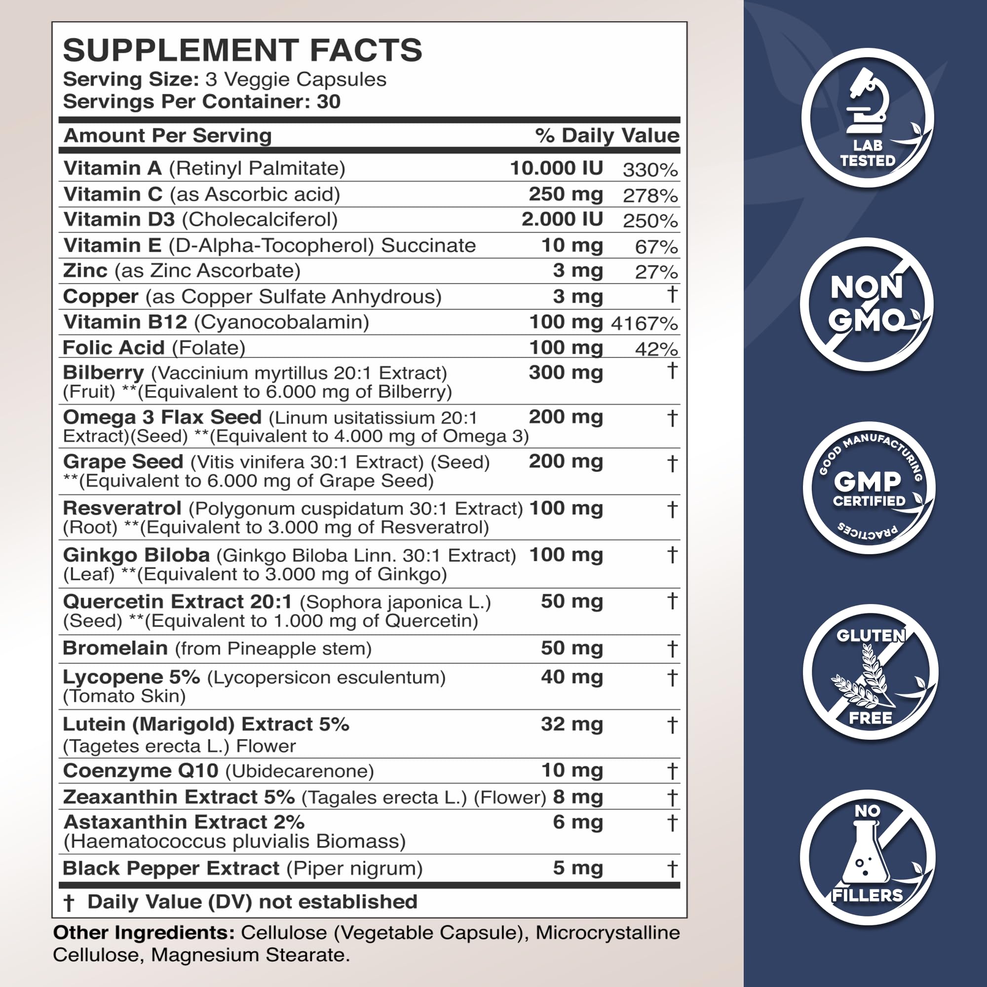 Gade Nutrition bilberry and lutein blend highlighting antioxidants