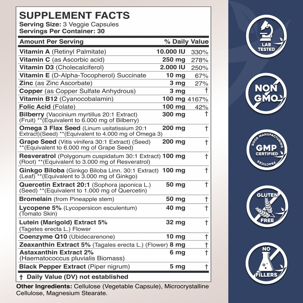 Gade Nutrition bilberry and lutein blend highlighting antioxidants