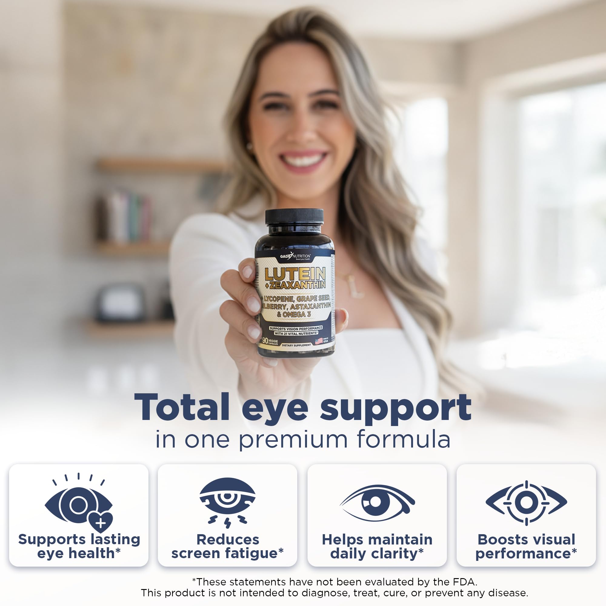 Gade Nutrition eye supplement capsules close-up for daily use