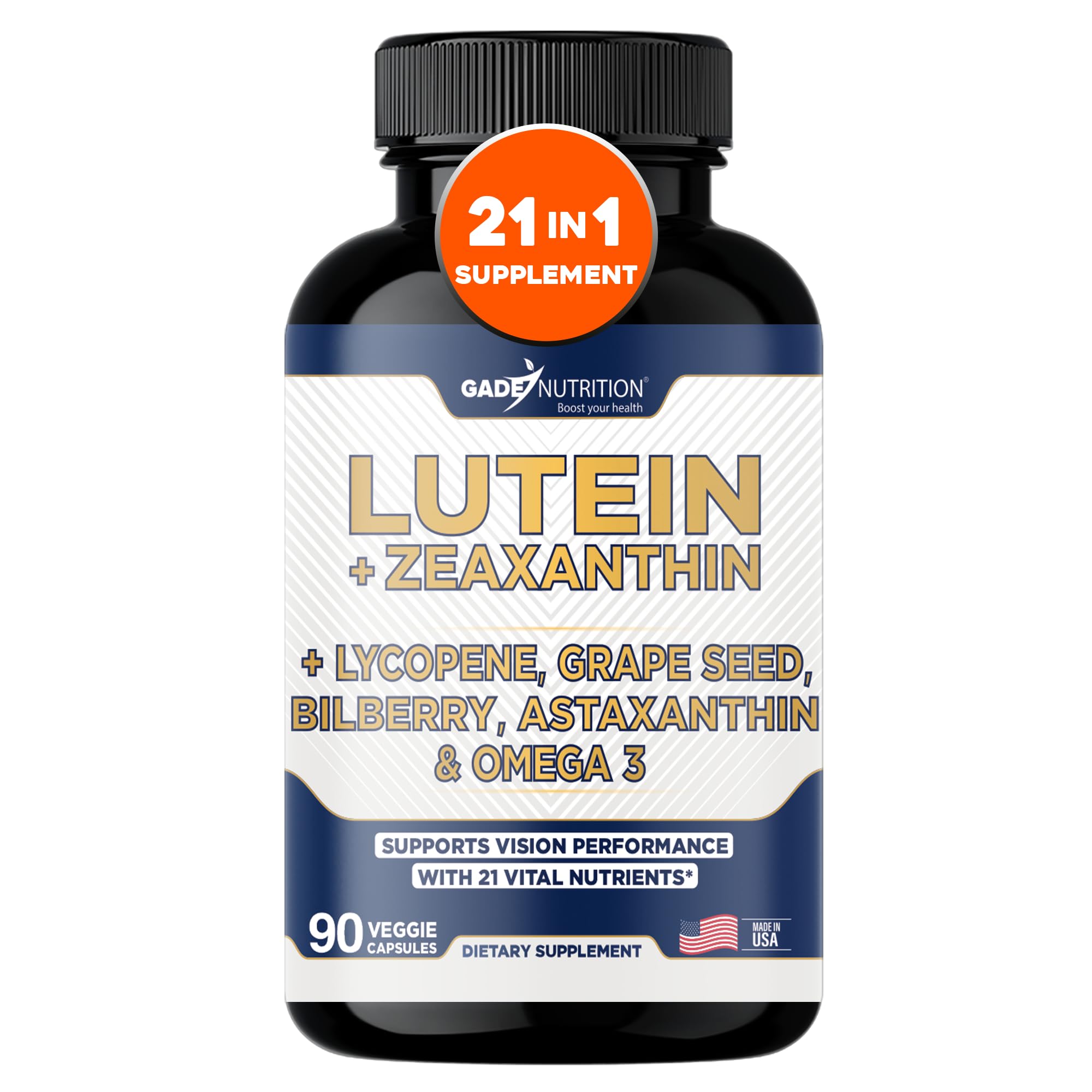 Gade Nutrition Lutein Zeaxanthin bottle front for eye health support