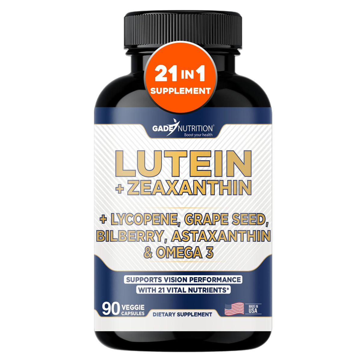 Gade Nutrition Lutein Zeaxanthin bottle front for eye health support