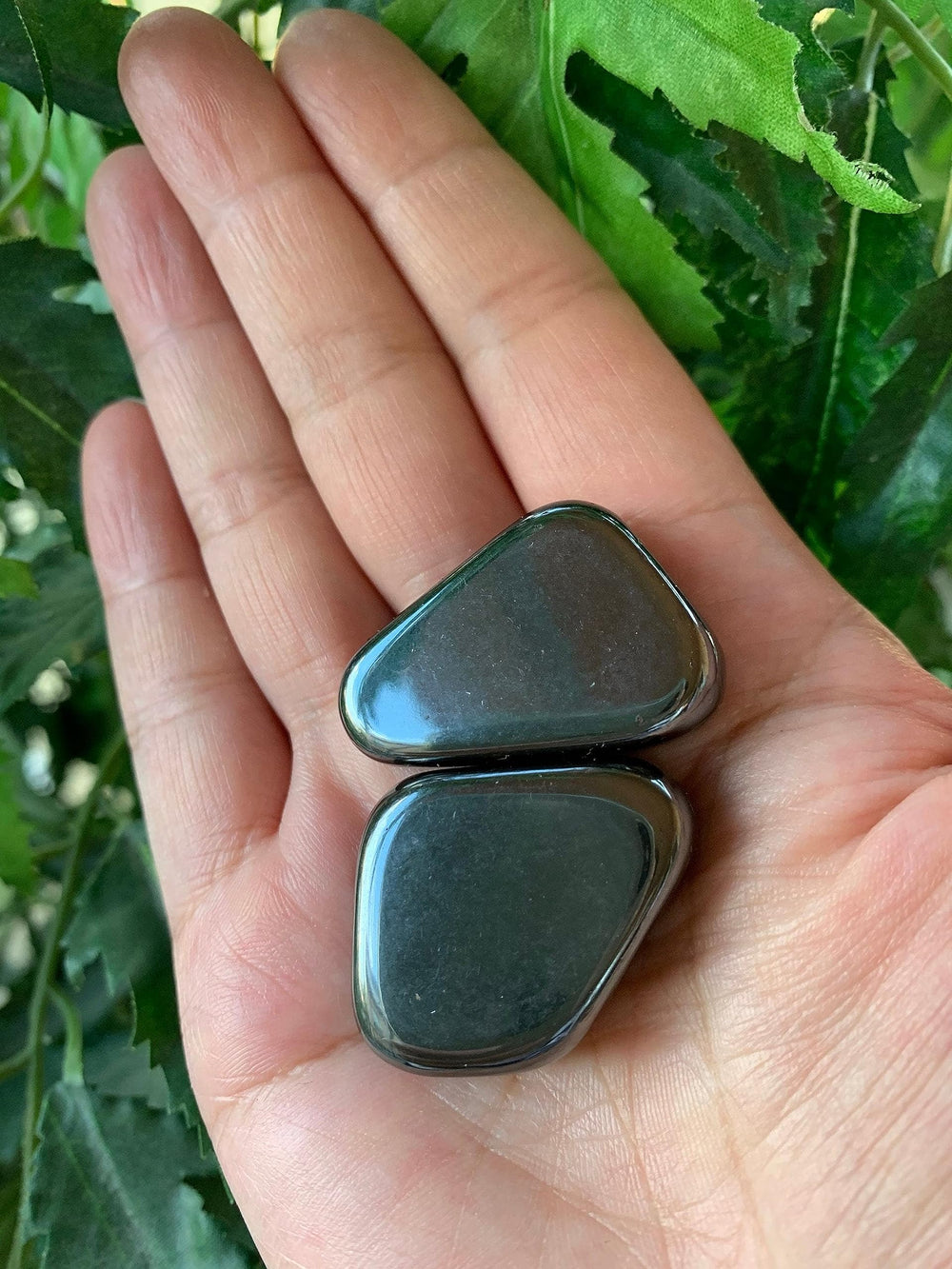 GAF TREASURES hematite close-up showing polished surface and shine.