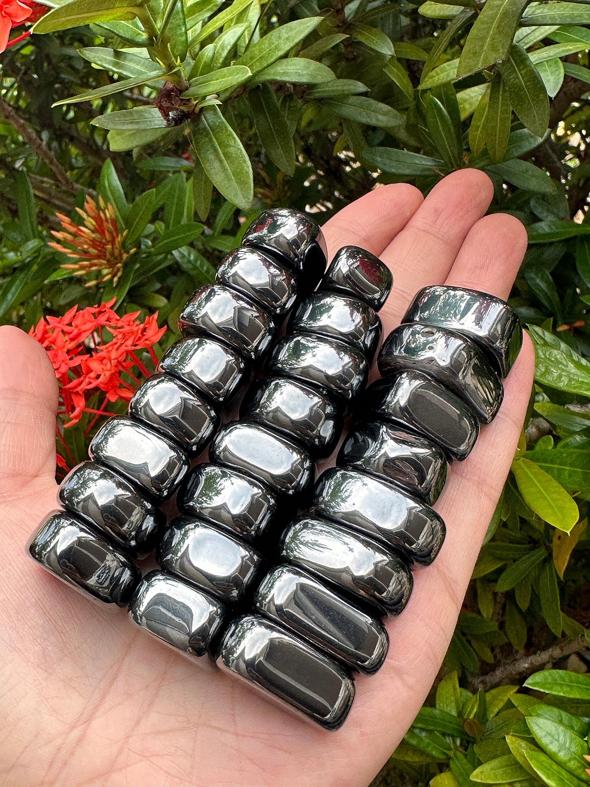 GAF TREASURES hematite stones during meditation for inner calm.