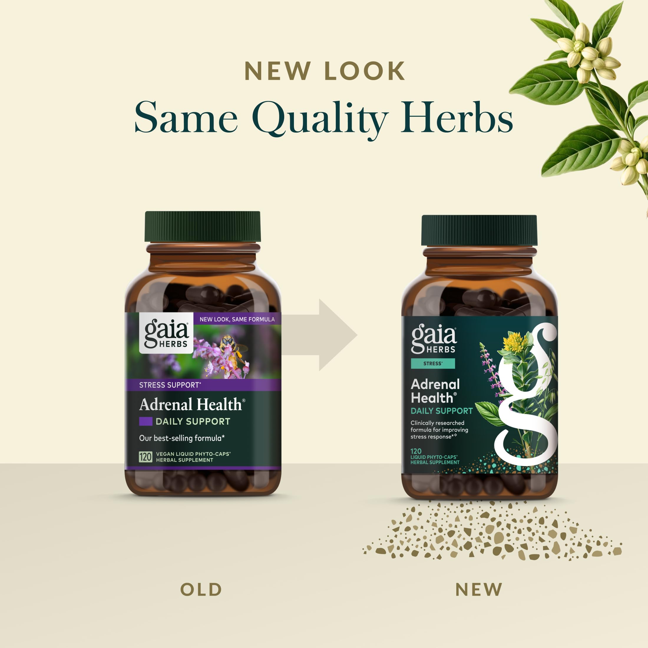 Milky Oats on Gaia Herbs Adrenal Health packaging emphasize regenerative organic sourcing.