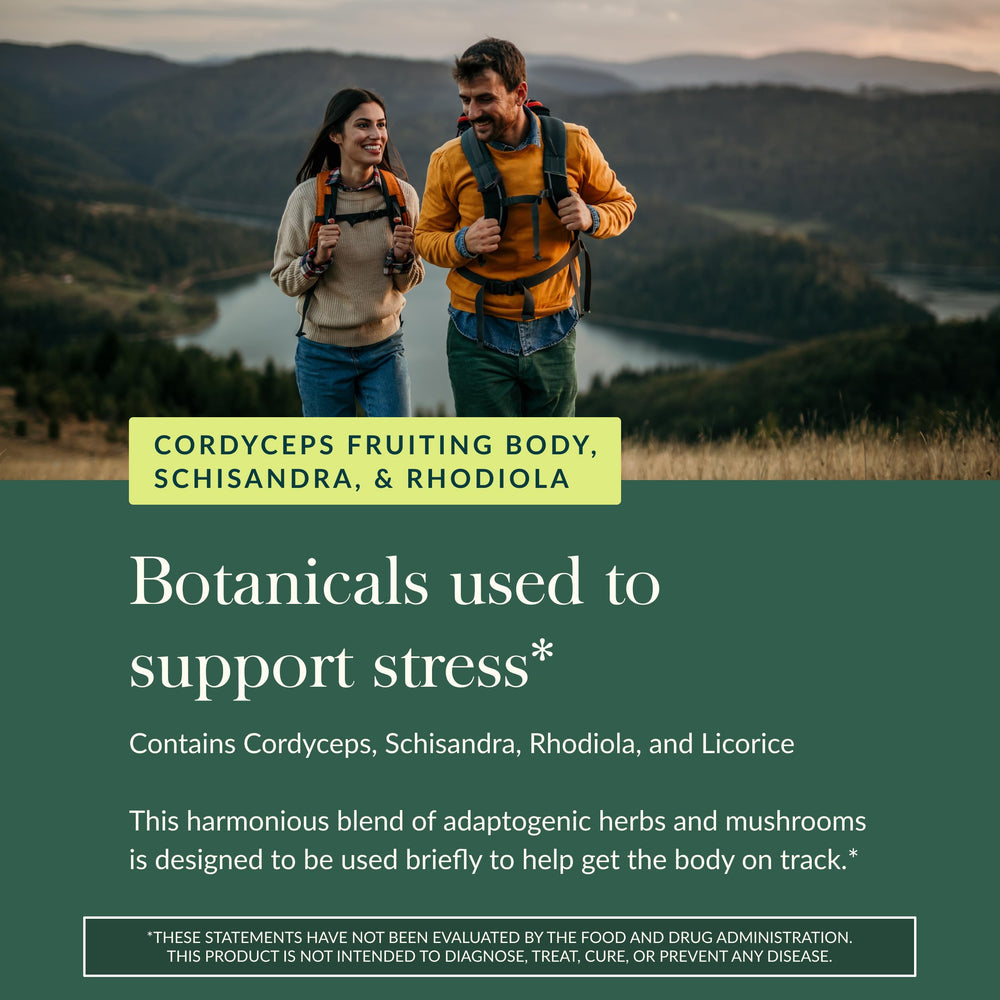 Rhodiola roots in Gaia Herbs Adrenal Health Jumpstart illustrating stress response herbs