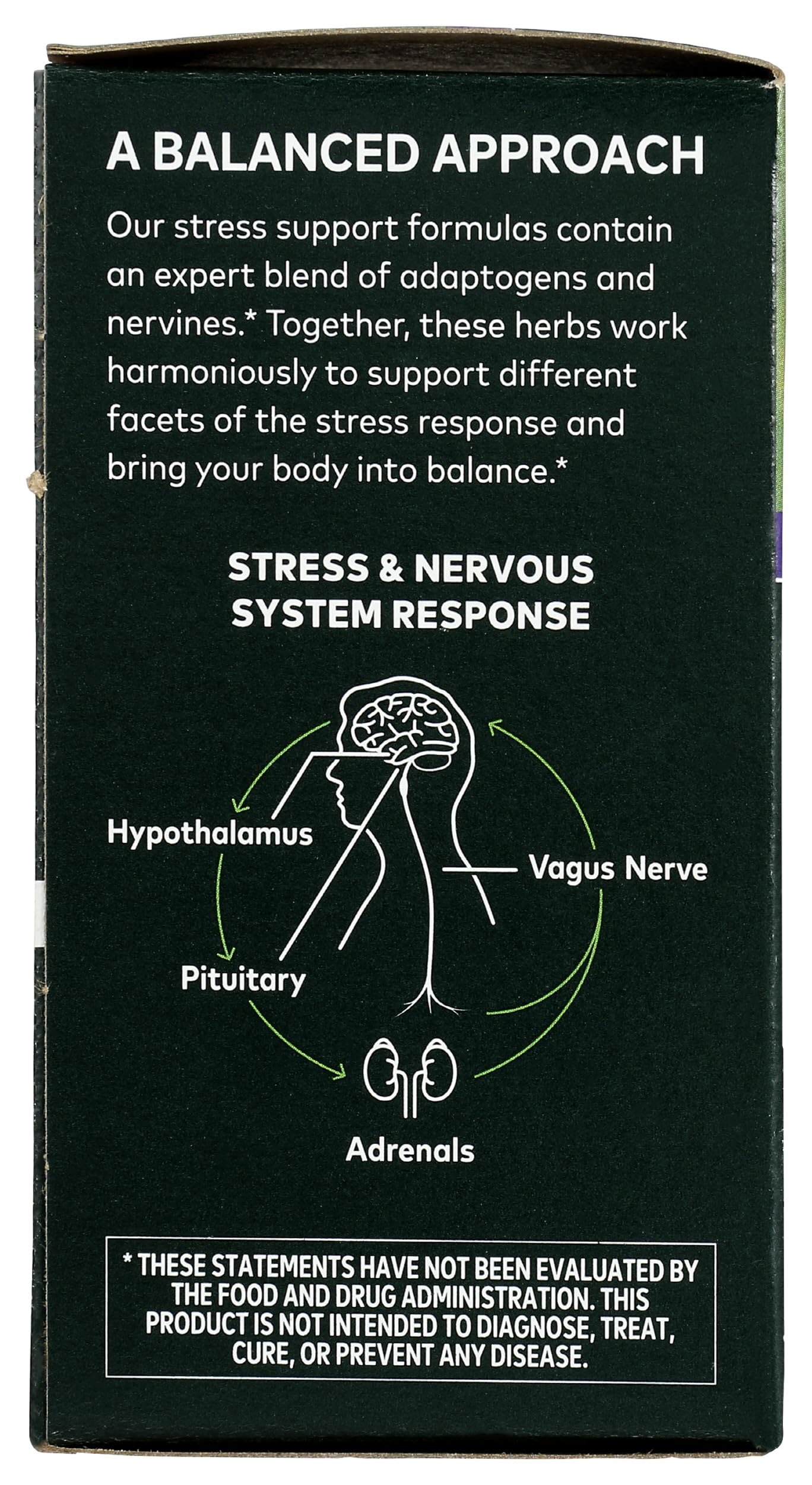 Gaia Herbs Adrenal Health Nightly Restore box packaging showcasing regenerative organic farming commitment