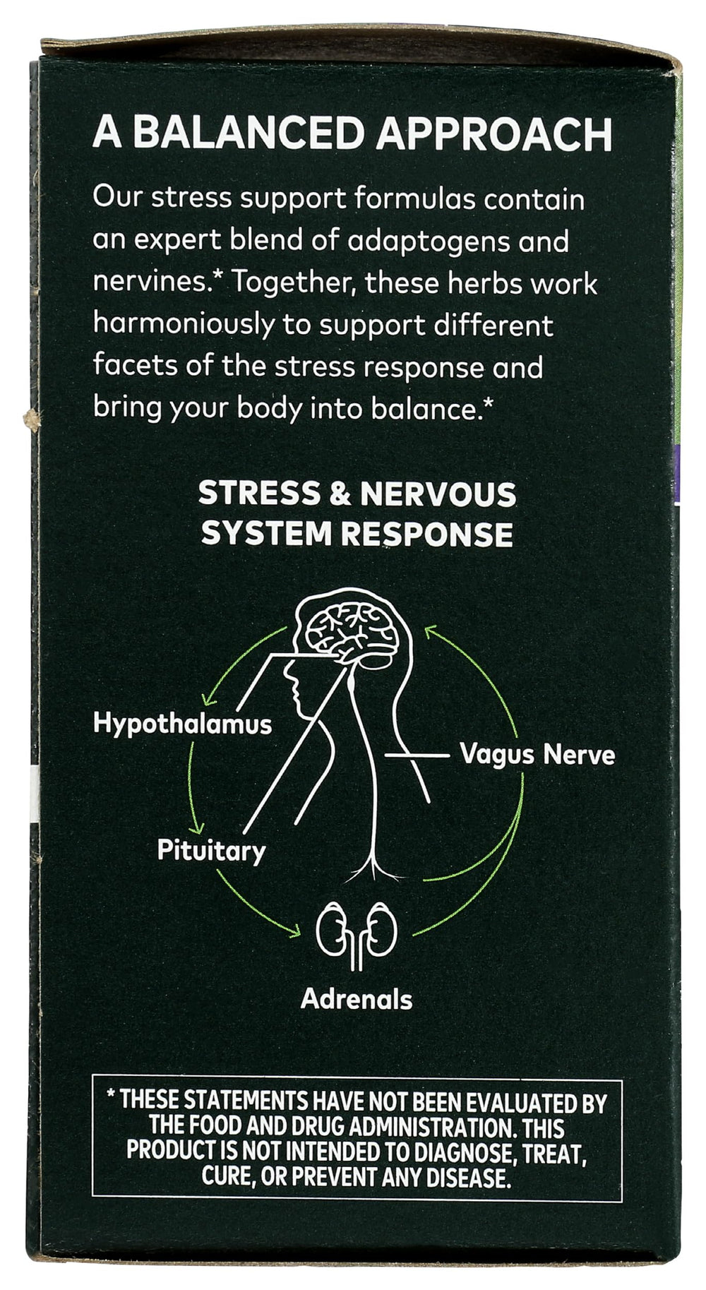 Gaia Herbs Adrenal Health Nightly Restore box packaging showcasing regenerative organic farming commitment