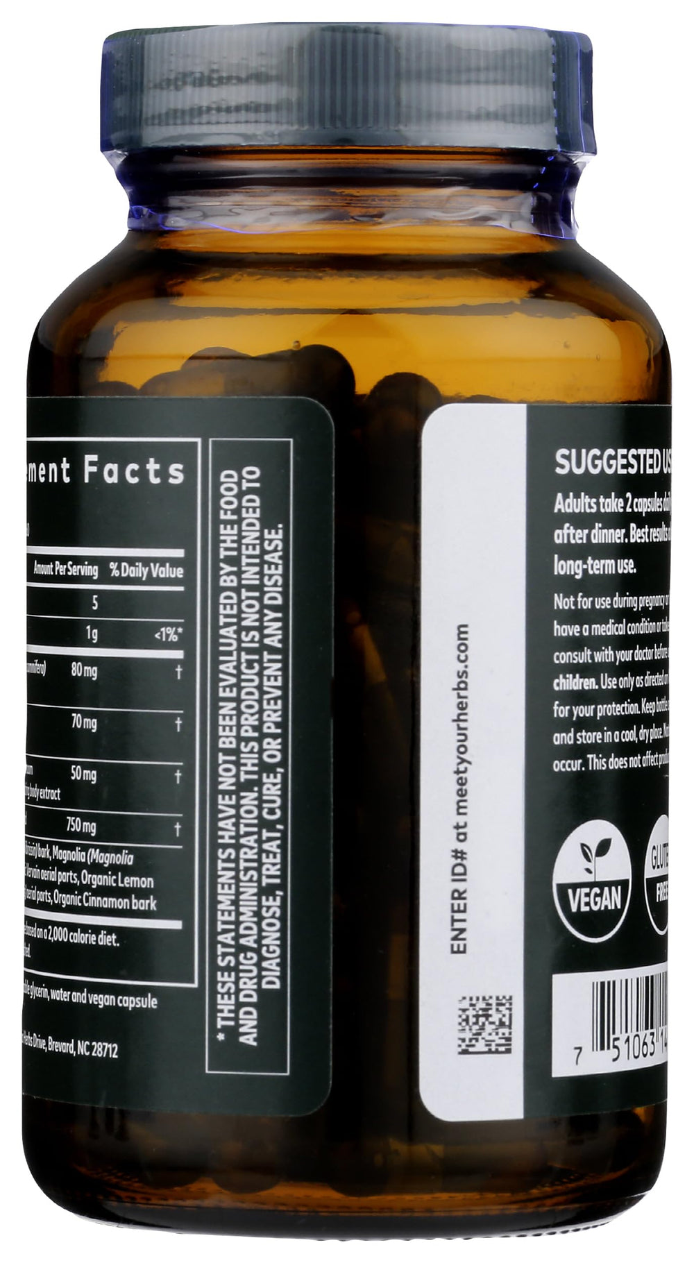 Gaia Herbs Adrenal Health Nightly Restore capsules close-up, vegan liquid phyto-caps.