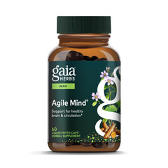 Gaia Herbs Agile Mind bottle front for stimulant-free brain support and focus