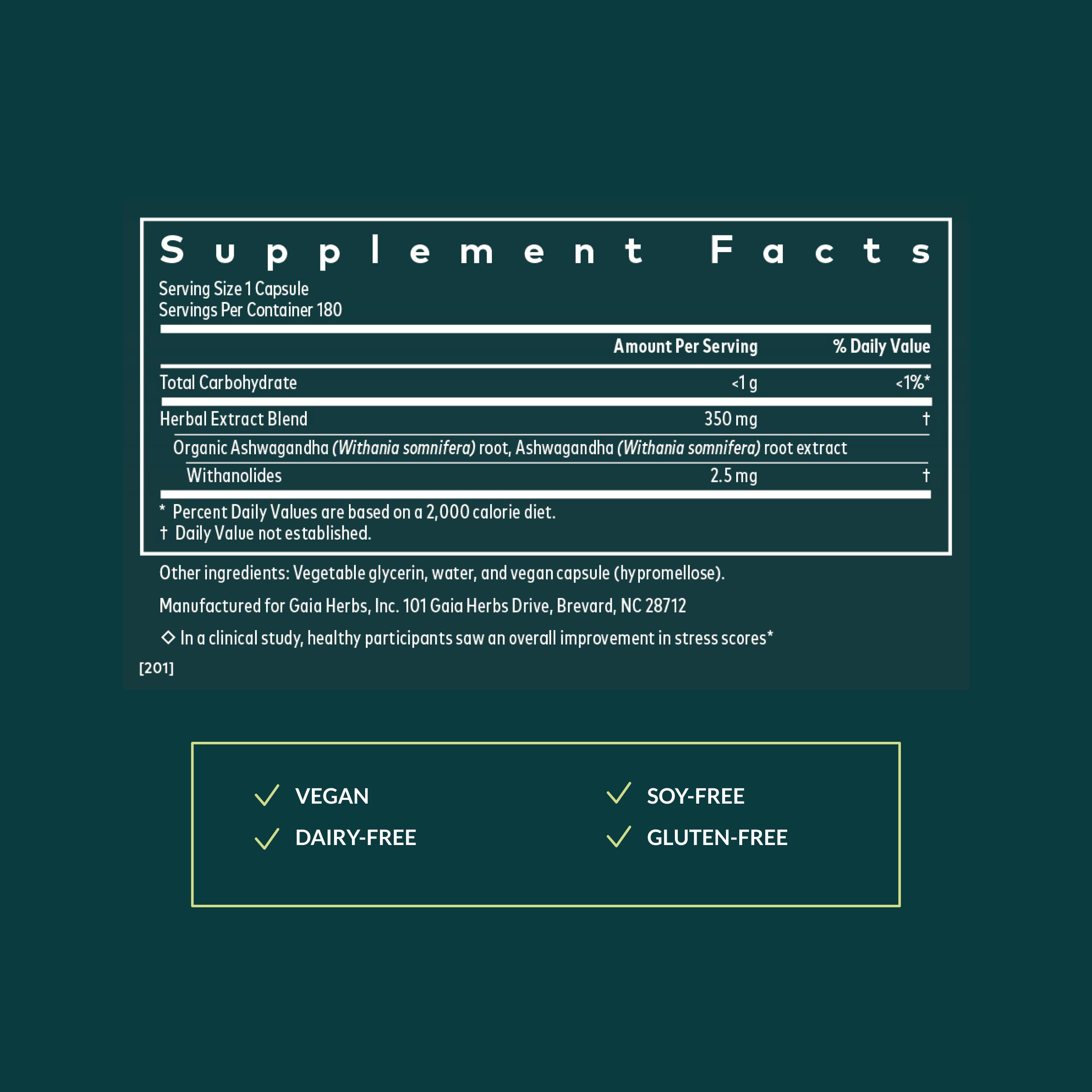 Gaia Herbs Ashwagandha root capsules closeup showcases convenient daily use